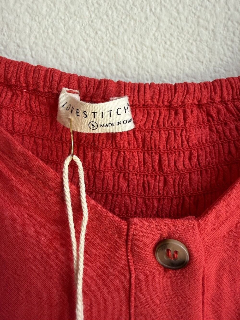 Lovestitch Red Shirt Small NWT Spaghetti Strap Button Down Cami Romantic - Picture 8 of 15